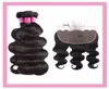 Peruwiańskie ludzkie włosy 13x6 koronkowe frontal z 3 wiązkami fali ciała 4PCS Virgin Hair Wefts 13 na 6 przednich przednich naturalnych kolorów 8736027