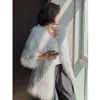 Haining – manteau en fourrure de raton laveur tissé de longueur moyenne pour femme, Style jeune à la mode, nouveau pour l'automne et l'hiver 2022 900201