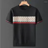 Mannen T-shirts 2023 Plus Size Herfst Half Mouw Trui Heren Korte T-shirt Bee Jacquard Borduren Casual Lijn Top grote