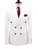 Men's Suits White Man's Suit Blazer Slim Fit Formal Double-breasted Notch Lapel Groomsmen Tuxedos Jacket For Wedding