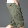 Vintage Large Pocket Work Shorts Summer Male Loose Straight Breeches Harajuku Fashion Y2k Clothes Mens Casual Pants 240301