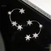 Backs Earrings Snowflake Eardrop Metal Fashion Women's Jewelry Gifts Ear Cuff Rhinestone Trendy Party Wedding Clip