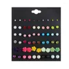 Stud Earrings 30 Pairs Women Acrylic Crystal Small Flower Sets Girl Child Earring Jewelry