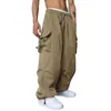 Herenbroeken Heren Cargo Multi Pocket Effen Kleur Elastische hoge taille Broek Diep kruis Enkelband Hip Hop Man Lang