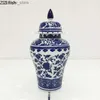 Vases Chinese ic Ceramic Painted Vase Antique Blue and White Porcelain Floral Arrangement Vintage Home Decor Crafts Storage Jar L240309