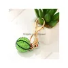 Key Rings Alloy Keychain For Women Handbag Crystal Rhinestone Watermelon Lovely Ring Car Holder Charm Jewelry Drop Delivery Dhk1K