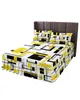 Bed Skirt Abstract Geometry Squares Modern Art Black Yellow Fitted Bedspread With Pillowcases Mattress Cover Bedding Set