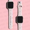 디자이너 Apple Watch Band Strap for Iwatch Ultra Series 9 8 3 4 5 6 7 SE 밴드 38mm 42mm 44mm 49mm 고급 스포츠 액체 실리콘 엠보싱 스마트 스트랩