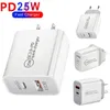 25W PD Typ USB C QC3.0 Dual Port Schnellladegerät PD 20W Typ-C USB QC 3.0 Schnelllade-Reiseadapter für iPhone Samsung