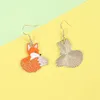 Boucles d'oreilles à tige en forme d'animal de dessin animé, pendentif en émail, écureuil jaune mignon, en métal, tendance, Design, accessoires de bijoux, cadeau pour amis