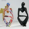 Decorative Objects Figurines Resin Thinker Statue Colorful Art Abstract Sculpture Modern Home Decor Accents Large Graffiti Collectible Figurines T240309