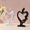 Decorative Objects Figurines NORTHEUINS Nordic Abstract Couple Statue Decoration Kissing Deep Love Resin Figurines Valentines Day Gifts Decor Accessories T2403