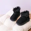 Bottes 2024 hiver bébé en cuir véritable chaud en peluche petits garçons chaussures antidérapantes mode enfant en bas âge filles neige
