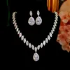 Fine Jewelry Sets For Women S925 Water Vintage Drop Cubic Zirconia Created Gemstone Necklaces Earring Bridal Wedding Bijoux 240305