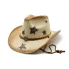 Beret Fashion Outdoor Beach The Cowboy Cap Sunshade Regulowane męskie i damskie PENTAGRAM PENTAGRAM DERNIM STRAT STRAW HAT