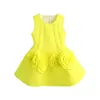 Kız Elbise Sarı Çiçekler Parti Çocuk Elbise Çocuk Giysileri Kız Kıyafetleri Kostümler Sukienka
