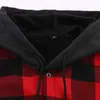 Herbst- und Wintermänner plus Fleece-verdicktes rotes Plaid draußen tragen langärmeliges Hemd, US-Code bügelfrei, lässig 240305