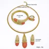 Italian Brazilian Luxury Opal Gold Plated Necklace Earring Bangle Ring Set For Wedding Jewellery Gift Daily Wear 240228