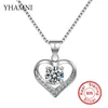 Yhamni Original 100% 925 Sterling Silver Jewelry 6mm Cz Diamant Heart Pendant Halsband för alla hjärtans dag gåva av kärlek XDZ24240G