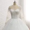 Последние длинные рукава бальные платья Свадебные платья рюши