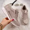 222 Kvinnor sneakers casual skor Summer Solid Color Lace-Up Versatile Platform Fashion Plus Size Vulcanize 323