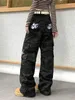 Женские брюки 2024 Gongcai, камуфляжные повседневные женские весенние брюки с принтом в стиле ретро, свободные широкие брюки, прямые брюки