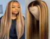 13X4 Lace Front Human Hair Wigs 130 Density Straight Ombre P427 Highlight Colored Brazilian Wig3809125