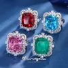 Cluster Rings Vinregem 14 16 MM Lab Created Emerald Ruby Sapphire Aquamarine Gemstone Adjustable Ring For Women Fine Jewelry Gifts