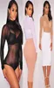 Transparente Sexy Intimates Malha Bodysuit 5 Cores Macacão de Manga Longa Women039s One Sheer Collant Peça Cueca Teddy 3pcs4793589