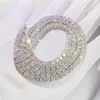 Ketten 100% S925 Sterling Silber 3mm D Farbe Moissanit Tennis Kette Halskette für Männer Hiphop Gra Zertifikat275C