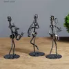 Decorative Objects Figurines Metal Musician Guitar Player Statue Musical Instrument Little Iron Art Collectible Figurine Home Cafe Office Book Shelf Decorate T24