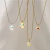 Pendant Necklaces Ins Vintage Colorful Flower Zircon Necklace for Women Girls Cute Brass Fashion Jewelry Gift