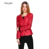 Jackor Fitaylor New Spring Autumn Women Faux Leather Jacket PU Black Wine Red Pickare Long Sleeve 4XL Motorcykel Biker