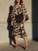 Jocoo Jolee Bohemian Maxi Dres Casual Lanter Sleeve V Neck Leopard Lous Long Dress Overdimased Fashion Female Dresses 240308