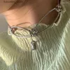 Pendentif Colliers Pendentif colliers mode coréenne métal coeur perles collier pour femmes Cool esthétique charme clavicule chaîne Vintage Tren bijoux L240309