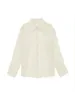 Blouses Femmes Femmes Sheer Button Up Blouse Top Y2K Col à revers Manches longues Voir à travers Vintage Mesh T-shirt Streetwear