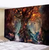 Tapisseries murales suspendues avec arbres, tapis de paysage, drap de lit, bohème, Hippie, décoration de maison, 3568487