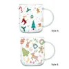 Mugs 450ml Christmas Glass Cup Teacup Creative Beverage Water Xmas Morning For Office Daily Using Cafe El Kitchen