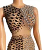 Stage Wear Sparkly Black Silver Rhinestone See Through Dress Sexy Birthday Celebrate Evening Party Prom Show Costume Singer