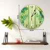 Horloges murales Forêt Plante verte Feuilles Cuisine Ronde Bureau Horloge numérique Non-tic-tac Creative Chambre d'enfant Montre