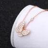 Designer Necklace for Women Two Butterfly Love Necklaces Moissanite Chain Luxury Jewelry Plated Gold Silver Pendant Gift Zl133 F4