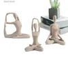 Objets décoratifs Figurines Méditation Yoga Pose Statue Figurine Nordiques Salon Décoration de la Maison Céramique Yoga Figure Décor Maison Bureau Ornements T240309