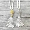 Pendant Necklaces 1Pcs Hollow out zircon charm Pendant CZ Micro pave Shell Pearl Beads tassels Women Fashion Jewelry Necklace MK51322i