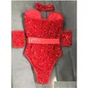 Basic & Casual Dresses Pole Dancing Costume For Female Colorf Dresses Sequins Bodysuit Nightclub Singer Dancer Stage Show Dancewear B Dheib