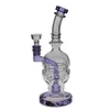 SAML 8.8 Inch Tall Glass SOL EGG FAB Bong Hookahs Seed Of Life Dab Rig Recycler Water pipe Female joint size 14.4mm PG3001(FC-EGG V2) Purple