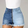 Damen-Shorts, Sommer-Frauen, langer Reißverschluss, hohe Taille, Denim-Jeans