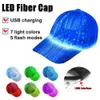 LED Fiber Lighting Baseball Cap Outdoor Sun Protection Performance Cap Fashion Trend Leisure For Night Light Party Glowing Hat 240226