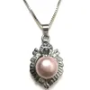 Pendant Necklaces Wholesale 16 22mm 10-11mm Natural Lavender Button Pearl 925 Sterling Silver Pendent Necklace