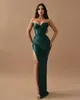 Robe de bal élégante vert foncé, gaine en cœur, robe de soirée plissée fendue, longue, formelle, pour occasions spéciales, YD