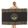 Serviette de bain de plage en microfibre à séchage rapide personnalisée, absorbante Yggdrasil et Runes sur Texture en bois, serviettes de salle de bain pour piscine